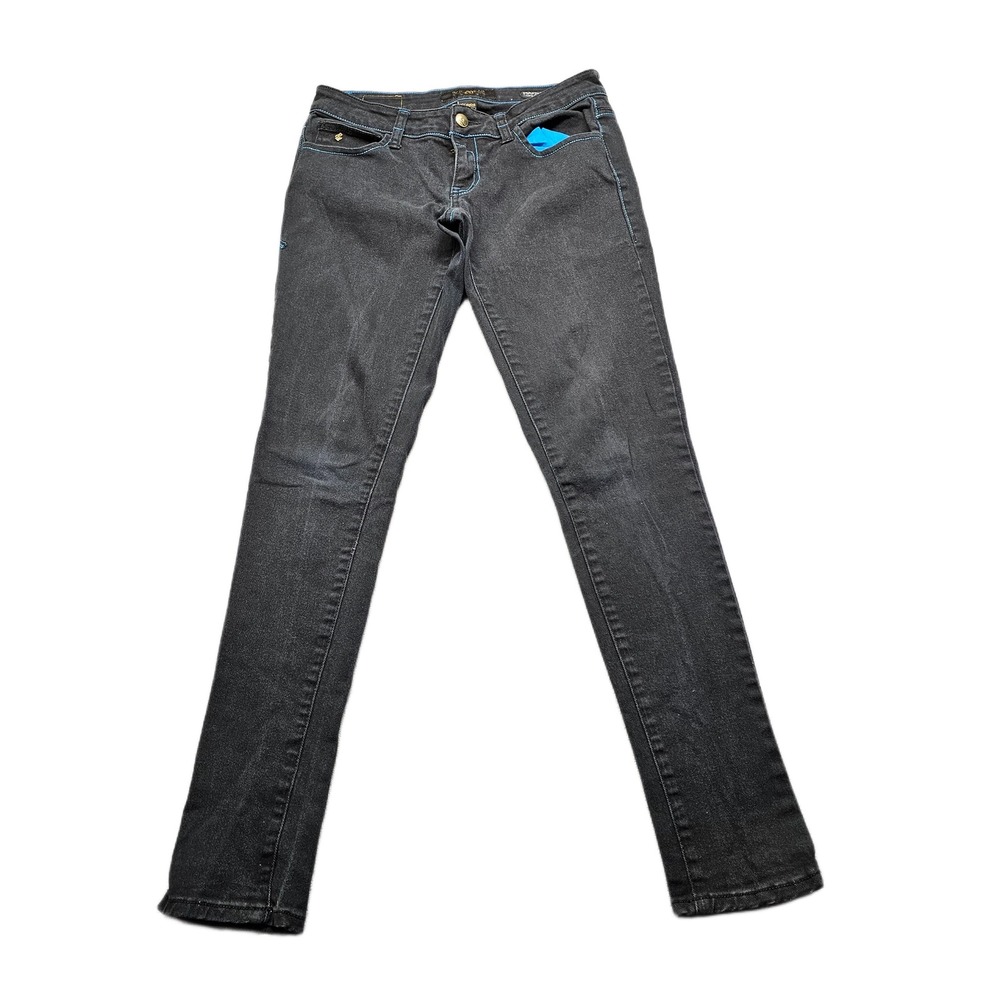 Rocawear Hannah Skinny Leg Jeans Womens‎ 7 Black Denim Stretch Low Rise Grunge